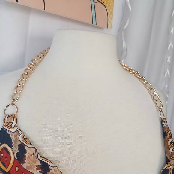 Ashley Stewart Animal Print Top with Chain Detail Size 4x - Picture 2 of 5